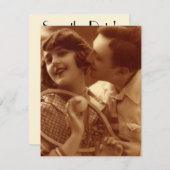 ヴィンテージ スポーツ テニス、ウェディング セーブ・ザ・デート 招待状 (正面/裏面)
