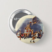 ヴィンテージ スポーツ バスケットボール、試合中のプレーヤー 缶バッジ (正面&裏面)