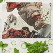 ヴィンテージ スポーツ フットボール クォーターバック プレーヤー ランニング キッチンタオル (折り畳み)