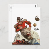 ヴィンテージ スポーツ フットボール クォーターバック プレーヤー ランニング ポストカード (正面/裏面)