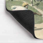 ヴィンテージ スポーツ、ホームベースにスライディングする野球選手 マウスパッド (コーナー)