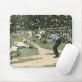 ヴィンテージ スポーツ、ホームベースにスライディングする野球選手 マウスパッド (マウス)