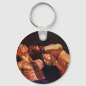 ヴィンテージ スポーツ ボクシング、ボクサーがパンチを打ち合う キーホルダー (裏面)