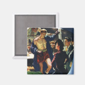 ヴィンテージ スポーツ ボクシング、ボクサーがリングを離れる マグネット (正面/裏面)