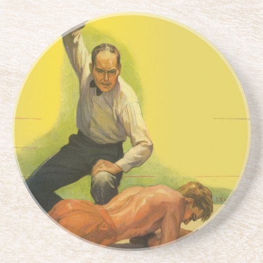 ヴィンテージ スポーツ ボクシング、ボクサーをノックアウトした審判 コースター (正面)