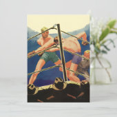 ヴィンテージ スポーツ ボクシング、試合中のボクサー 招待状 (スタンド正面)