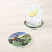 ヴィンテージ スポーツ、メガホンを持つ悲しいサッカーファン コースター (側面)