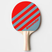 ヴィンテージ スポーツ レッド シー ストライプ ネーム 卓球ラケット (正面)