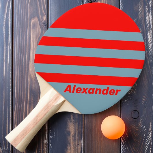 ヴィンテージ スポーツ レッド シー ストライプ ネーム 卓球ラケット