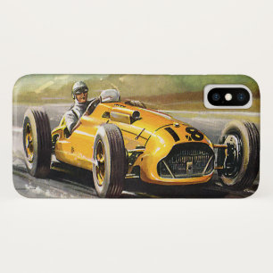 ヴィンテージ スポーツ レース、黄色 レーシングカー レーサー iPhone X ケース