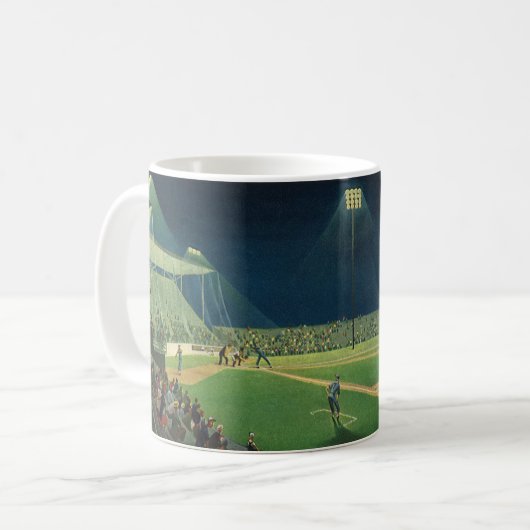 ヴィンテージ スポーツ, 夜の野球の試合 コーヒーマグカップ (正面左)