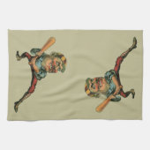 ヴィンテージ スポーツ、怒れる野球選手 バッター キッチンタオル (横)