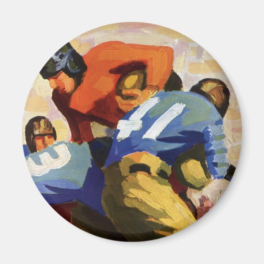 ヴィンテージ スポーツ、試合でのフットボール選手 マグネット (正面)