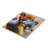 ヴィンテージ スポーツ、試合中のフットボール選手 タイル (側面)