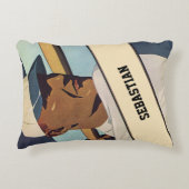 ヴィンテージ スポーツ 野球のバッター、スタイリッシュなアート アクセントクッション (正面)