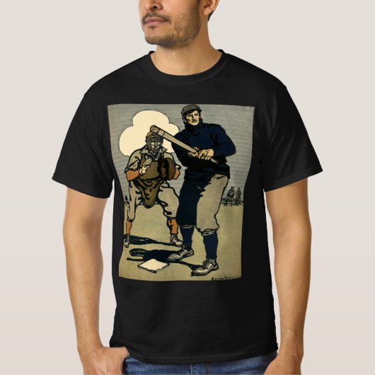 ヴィンテージ スポーツ 野球選手 スタイリッシュアート Tシャツ (正面)