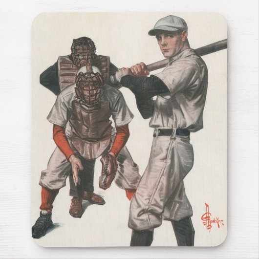 ヴィンテージ スポーツ 野球選手 マウスパッド (正面)