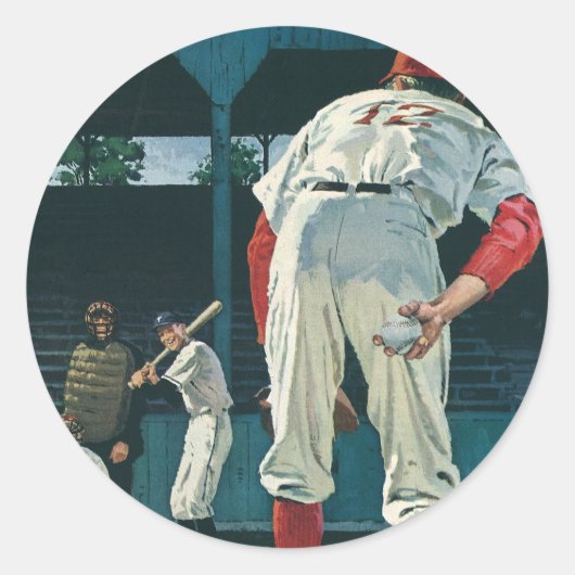 ヴィンテージ スポーツ 野球選手 投手 マウンド ラウンドシール (正面)