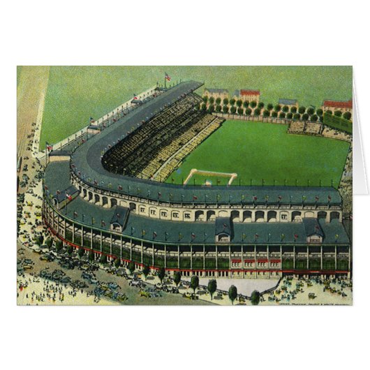 ヴィンテージ スポーツ 野球 スタジアム、空中ビュー (正面横)