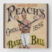 ヴィンテージ スポーツ 野球、リーチのガイド カバー アート スクエア壁時計 (正面)