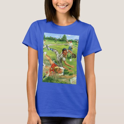 ヴィンテージ スポーツ 野球、子供チームのプレー Tシャツ (正面)
