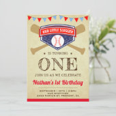 ヴィンテージ スポーツ 野球 1歳 誕生日パーティー 招待状 (スタンド正面)