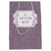 ヴィンテージ スモーキー モーブ ダマスク オーダーメイド ミディアムペーパーバッグ (正面)