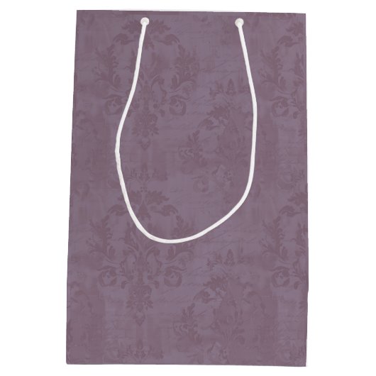 ヴィンテージ スモーキー モーブ ダマスク オーダーメイド ミディアムペーパーバッグ (裏面)