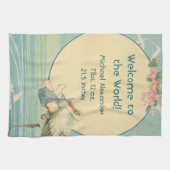 ヴィンテージ スワロー 赤ちゃん男の子のブランケット、世界へようこそ キッチンタオル (横)