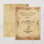 ヴィンテージ スワール ウェディング レセプション テーブル ナンバー ポストカード (正面/裏面)