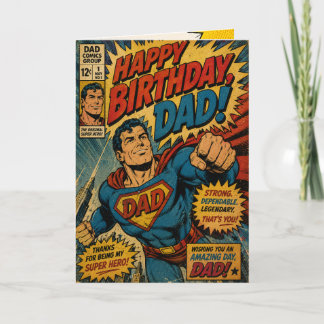 ヴィンテージ スーパーヒーロー パパ 誕生日 カード