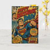 ヴィンテージ スーパーヒーロー パパ 誕生日 カード (黄色い花)