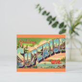 ヴィンテージ スーペリア湖 ウィスコンシン州 挨拶 ポストカード (スタンド正面)