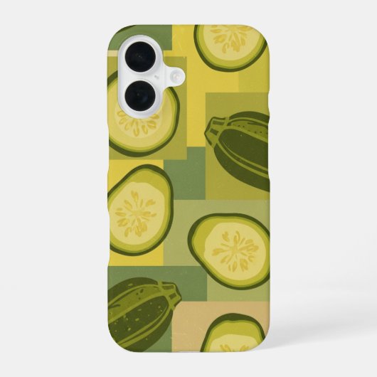 ヴィンテージ・ズッキーニスライス柄 iPhone 16ケース (裏面)