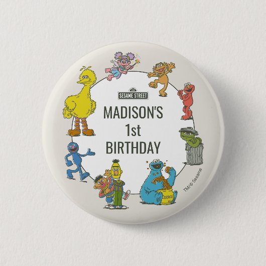 ヴィンテージ セサミストリート キャラクター 誕生日 バッジ (正面)