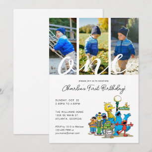 ヴィンテージ セサミストリート パルズ   1歳の誕生日写真 招待状