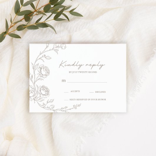 ヴィンテージ セピア 結婚式 RSVP カード
