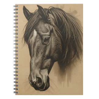 ヴィンテージ セピア 馬の肖像 スケッチ 馬術 アート ノートブック