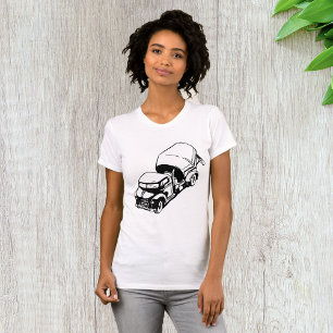 ヴィンテージ セメント ミキサー トラック ブラック&ホワイト Tシャツ