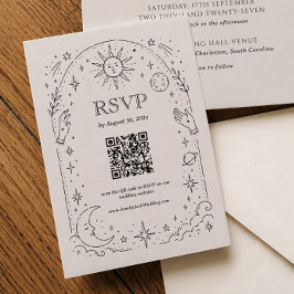ヴィンテージ セレスティアル ウェディング QRコード RSVP カード