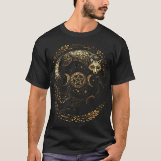 ヴィンテージ セレスティアル 太阳と月の狐 陰陽 Tシャツ