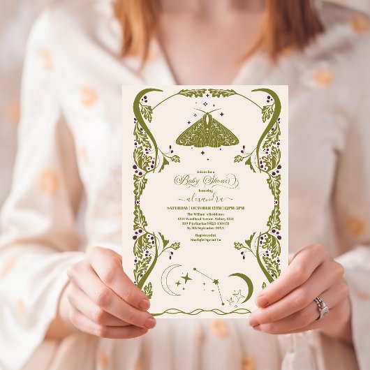 ヴィンテージ セレストリアル バタフライ ベイビー シャワー 招待状