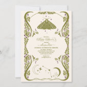 ヴィンテージ セレストリアル バタフライ ベイビー シャワー 招待状 (正面)