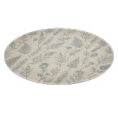 ヴィンテージ セージグリーン シダ 野花 植物画 カッティングボード (角)