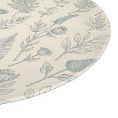ヴィンテージ セージグリーン シダ 野花 植物画 カッティングボード (角)