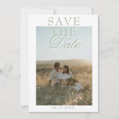 ヴィンテージ セージグリーン 写真 アンティーク お金 レトロ 結婚式 セーブザデート (正面)