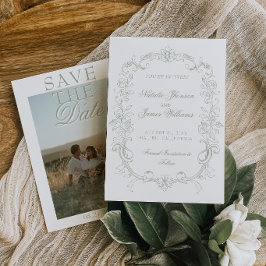ヴィンテージ セージグリーン 写真 アンティーク お金 レトロ 結婚式 セーブザデート