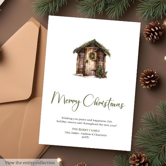 ヴィンテージ セージ テラコッタ クリスマス グリーティングカード
