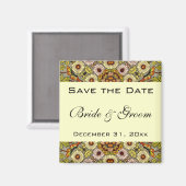 ヴィンテージ・セーブ・ザ・デート・ガーデン・フラワーズ・バタフライ マグネット (正面/裏面)