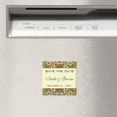 ヴィンテージ・セーブ・ザ・デート・ガーデン・フラワーズ・バタフライ マグネット (インサイチュ (食洗機))